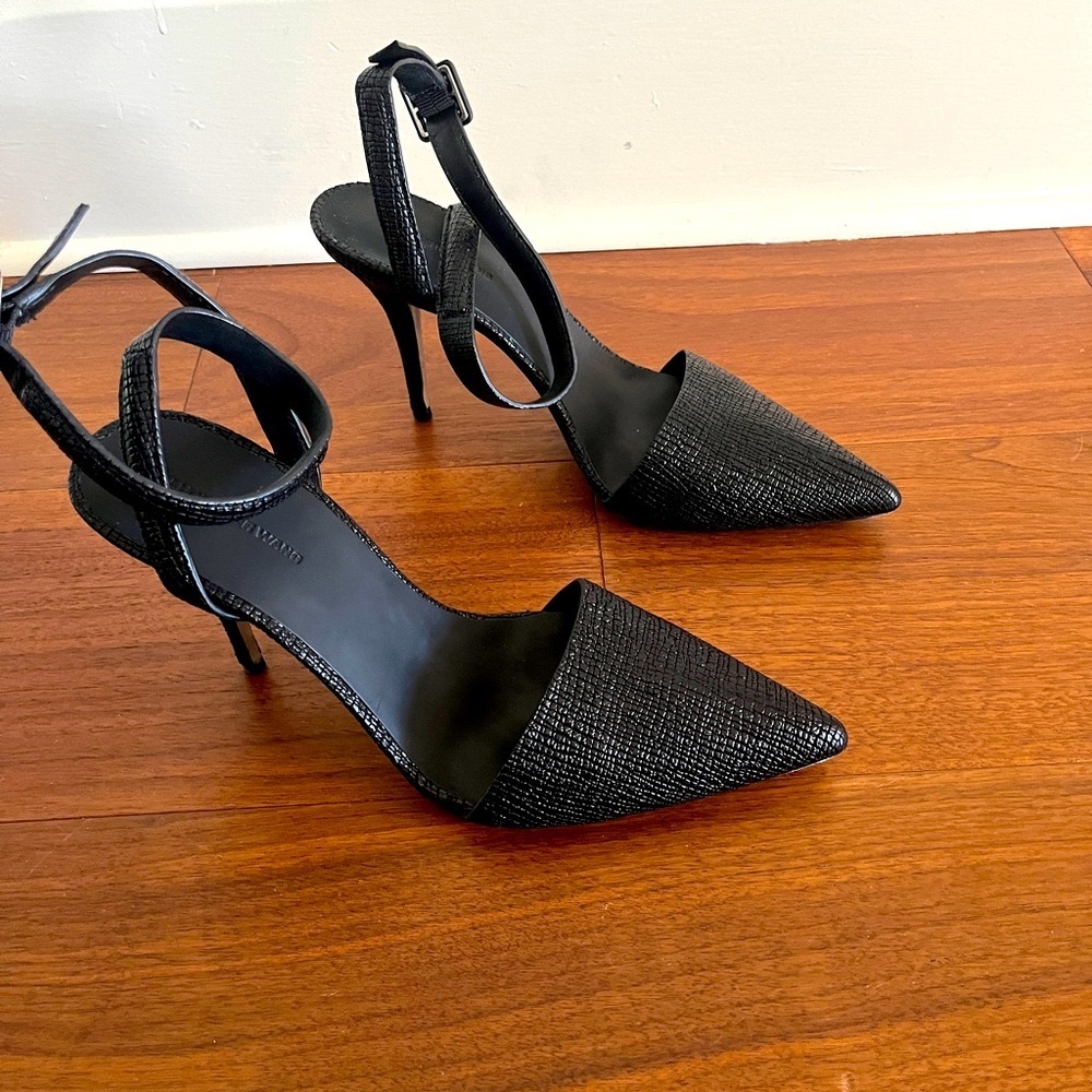 Alexander Wang Lovisa Black Snakeskin Heels